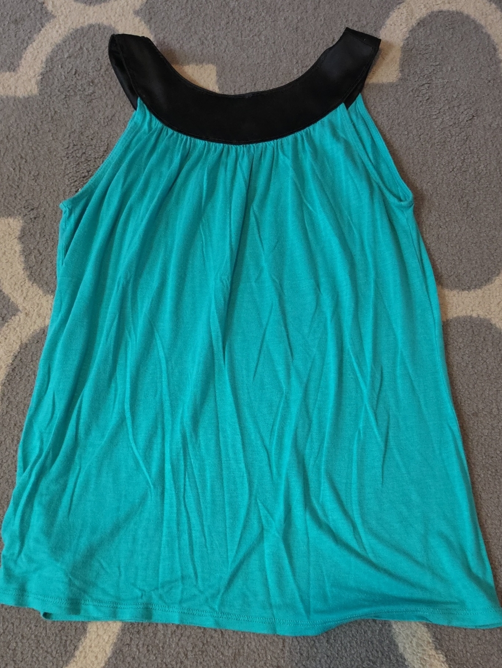 Express Teal Tank Top with Black Sequin Yolk